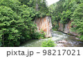 空撮 層雲峡の渓谷 夏の石狩川 柱状節理 北海道 空撮 層雲峡の渓谷 夏の石狩川 柱状節理 北海道 98217021