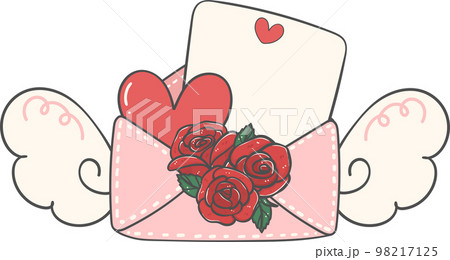 cute sweet love letter Valentine mail cartoon hand drawing