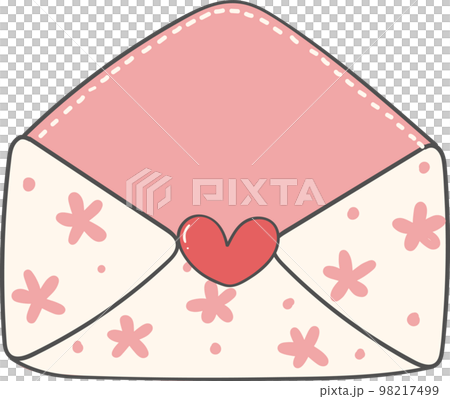 Cute sweet Valentine love letter envelope doodle cartoon hand drawing 98217499
