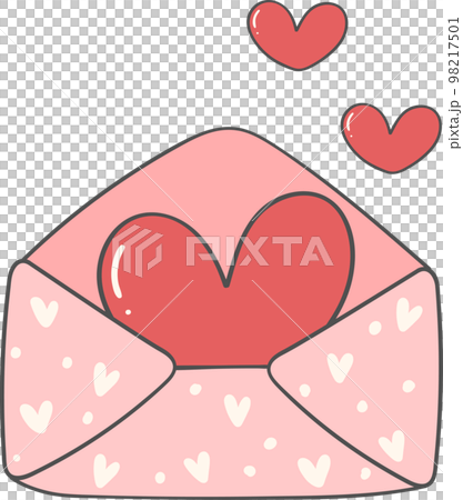 Cute sweet Valentine love letter envelope doodle cartoon hand drawing 98217501