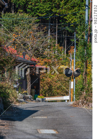 秋の田舎風景　旧鰍沢町の景観 98217832