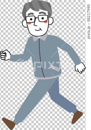 一位穿著運動衫、高高興興地走著的微笑老人 一位穿著運動衫、高高興興地走著的微笑老人 98217990