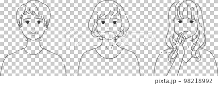 Troubled faces of three middle-aged women | Line drawings Troubled faces of three middle-aged women | Line drawings 98218992