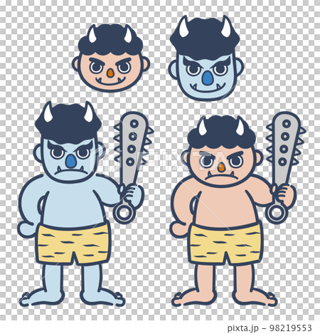 Blue demon and red demon with metal sticks Blue demon and red demon with metal sticks 98219553