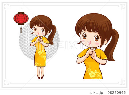 Pretty Chinese girl in mandarin gown with Chinese new year festival 069 98220946