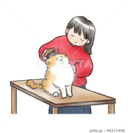 ブラッシングで変顔になる猫 98221406