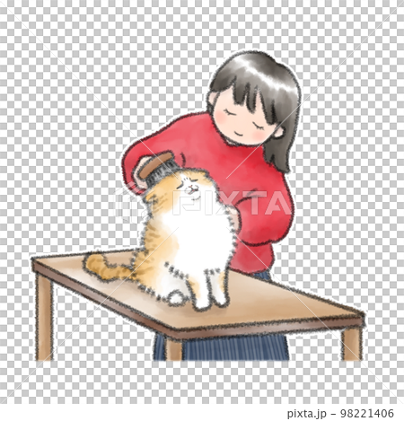 ブラッシングで変顔になる猫 98221406