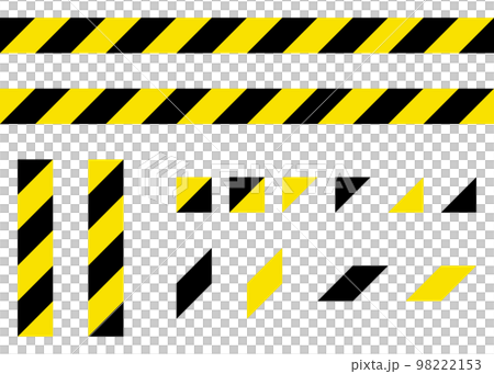 Set of yellow and black striped lines for construction site 98222153