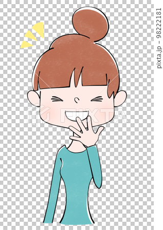 笑のイラスト 口に手をあてて笑う女性のイラストのイラスト素材 [98222181] - PIXTA