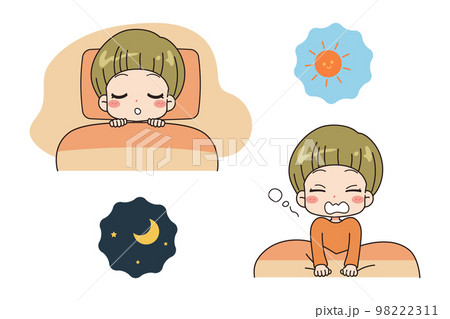 起床と睡眠のセットイラスト 98222311