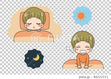 起床と睡眠のセットイラスト 98222311