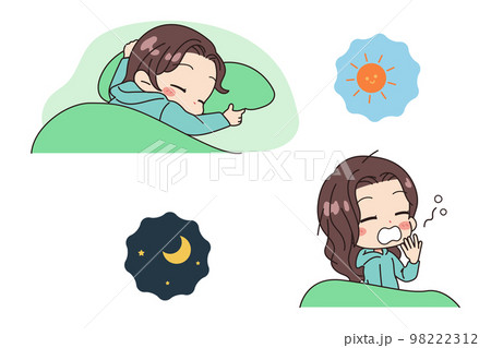 起床と睡眠のセットイラスト 98222312