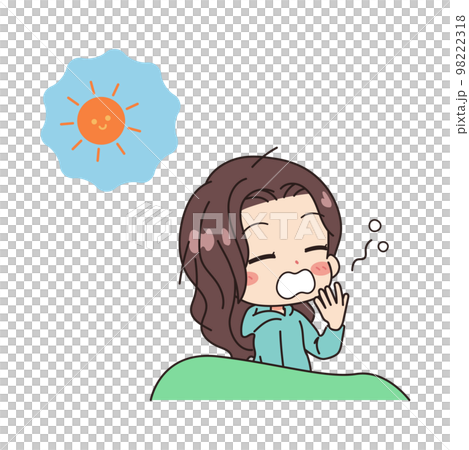朝起きる女性のイラスト 98222318