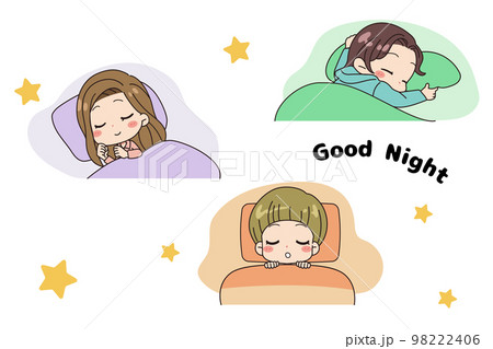 眠る女性達のイラスト 98222406