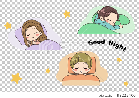眠る女性達のイラスト 98222406