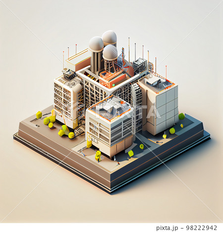 Nuclear power plant. 3d isometrical icon Nuclear power plant. 3d isometrical icon 98222942