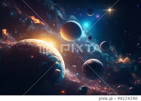 abstract background of outer space with ultra bright stars and comets on the theme of explosions and abstract background of outer space with ultra bright stars and comets on the theme of explosions and 98224290