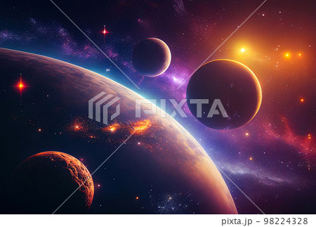 abstract illustration of the cosmos on the theme of the origin of life in the universe with stars 98224328