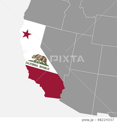 California state map with flag. Vector illustration. California state map with flag. Vector illustration. 98224337