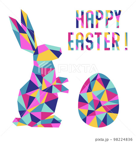 Happy Easter egg Hunt Bunny Festive Holiday Mosaic 98224836