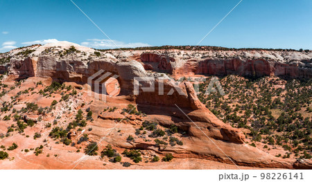 Aerial view of the Arches National Park in Arizona, USA. Amazing rock formation - The Wave. Parya Canyon Vermillion Cliffs, Coyote Buttes Wilderness 98226141