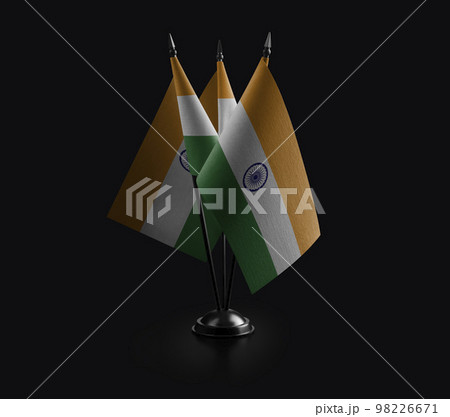 Small national flags of the India on a black background 98226671