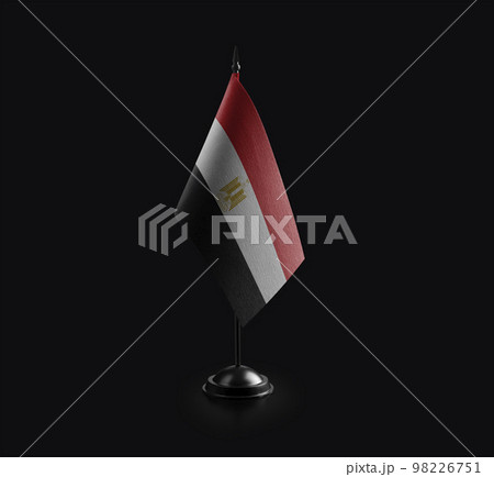Small national flag of the Egypt on a black background 98226751