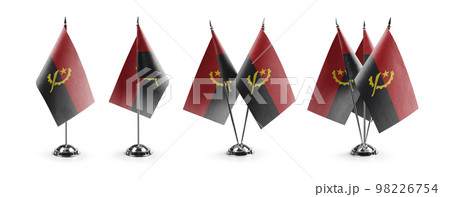 Small national flags of the Angola on a white background 98226754