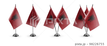 Small national flags of the Albania on a white background 98226755