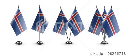Small national flags of the Iceland on a white background 98226758