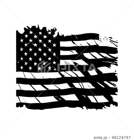 Black and white realistic abstract flag of America, country independence day, national traditions - Vector Black and white realistic abstract flag of America, country independence day, national traditions - Vector 98228797