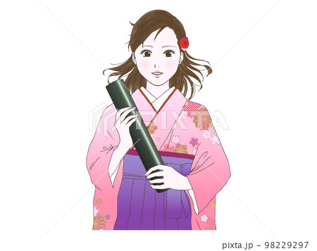 袴の女性(風,驚き) 98229297