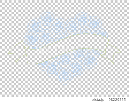バラのハート型花束の線画①(青,緑リボン,文字なし) バラのハート型花束の線画①(青,緑リボン,文字なし) 98229335