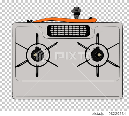 0402_Color illustration of a gas stove viewed from above 0402_Color illustration of a gas stove viewed from above 98229384