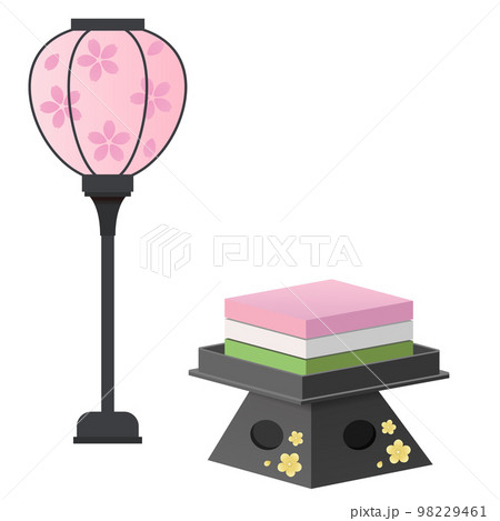 菱餅と雪洞　桃の節句　イラスト素材 98229461