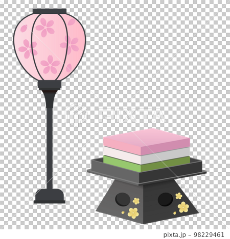 菱餅と雪洞　桃の節句　イラスト素材 98229461