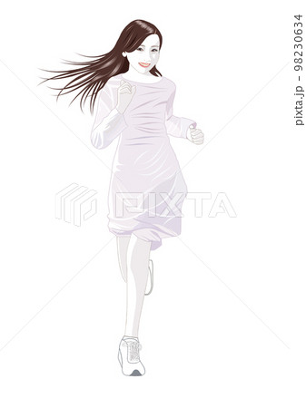 普段着で走る若い女性 98230634