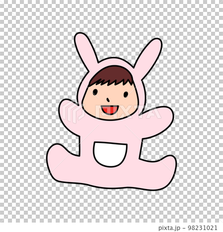 穿著兔子服裝的嬰兒插圖素材粉紅色 穿著兔子服裝的嬰兒插圖素材粉紅色 98231021