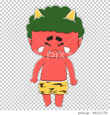 哭泣的紅色食人魔可愛的節分插畫素材 98231170