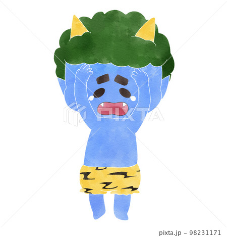 手を上げて泣いている青鬼 水彩イラストのイラスト素材 [98231171] - PIXTA