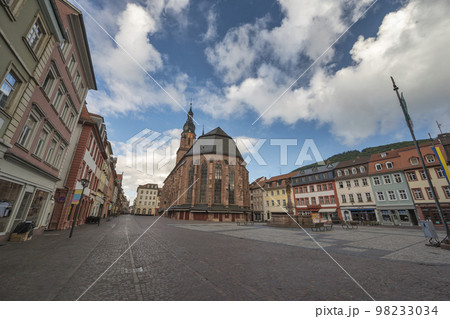 Heidelberg Germany, city skyline at Marktplatz Market Square and Heiliggeistkirche Evangelical church 98233034