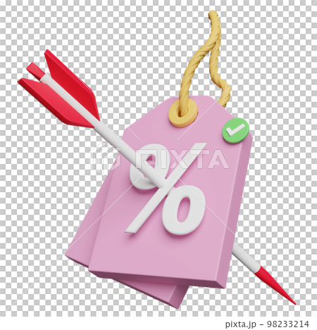 3d discount sales icon for shopping online with darts or arrow isolated. price tags coupon, marketing promotion bonuses concept, 3d render illustration 3d discount sales icon for shopping online with darts or arrow isolated. price tags coupon, marketing promotion bonuses concept, 3d render illustration 98233214