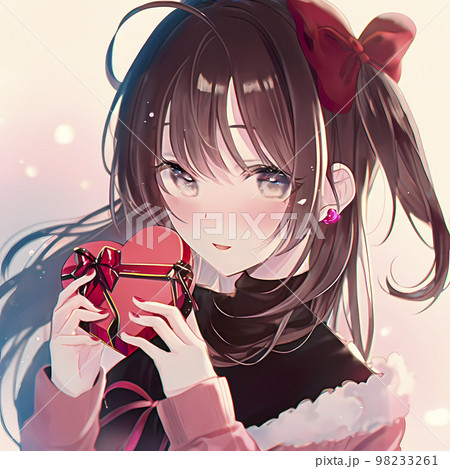 Anime manga girl blows a kiss. Valentines day card Stock Vector Image & Art  - Alamy
