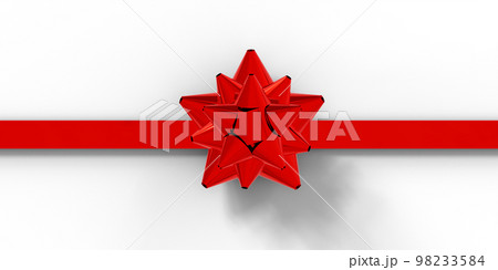 ギフトラッピング素材：フラワーボウ、スターボウ、フラワー結びの3Dレンダリング 98233584