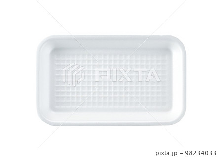 White plastic plate or styrofoam food container isolated on white background. 98234033