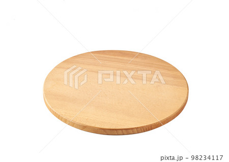Empty round wooden pizza board isolated on white background. Empty round wooden pizza board isolated on white background. 98234117