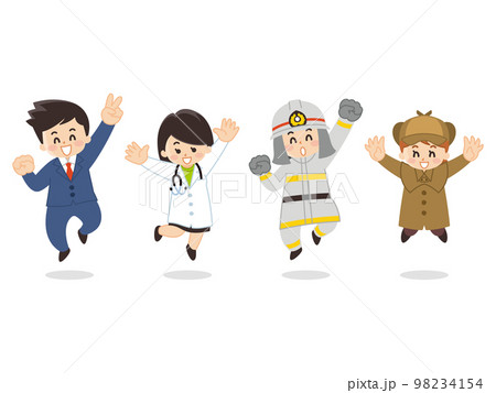 働く人々　ビジネスマン　女医　消防士　探偵　サラリーマン　医者 98234154