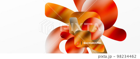 Metallic shiny geometric surfaces, round shapes and circles. Digital web futuristic template for wallpaper, banner, background, card, book Illustration, landing page 98234462
