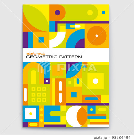 Bauhaus poster. Retro design style. Geometric art. Pattern from minimalistic basic forms. Eco-friendly background. Vector cover template 98234494