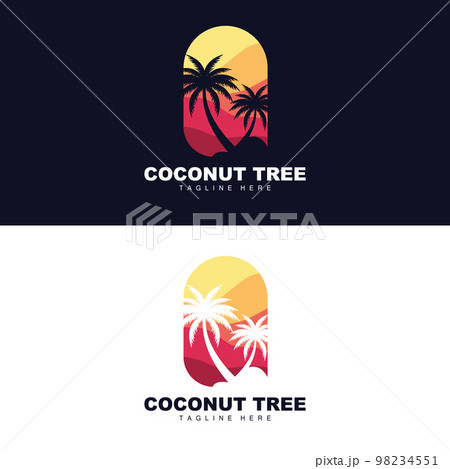 Coconut Tree Logo, Ocean Tree Vector, Design For Templates, Product Branding, Beach Tourism Object Logo 98234551